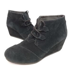 Toms Black Wedge Bootie Shoes Size 9 Heel Womens Used​​